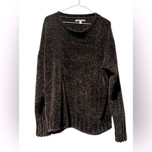 Women's Seven7 Chenille Ultra Plush Cardigan Pullover Caviar Sweater Size Medium
